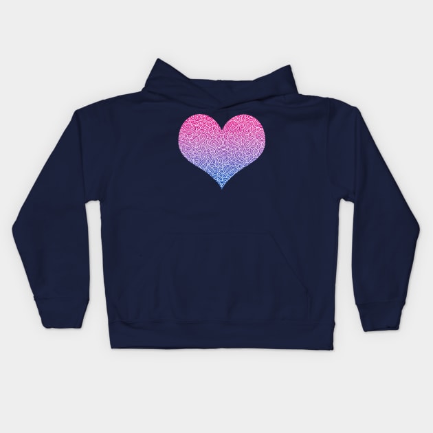 Ombré bisexuality colours and white swirls doodles heart Kids Hoodie by Savousepate